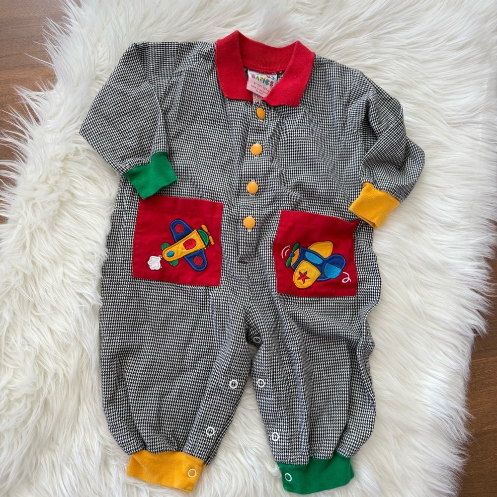 Basics Basics by City Kids | Vintage Gingham Colorblock Romper Jumper One Piece